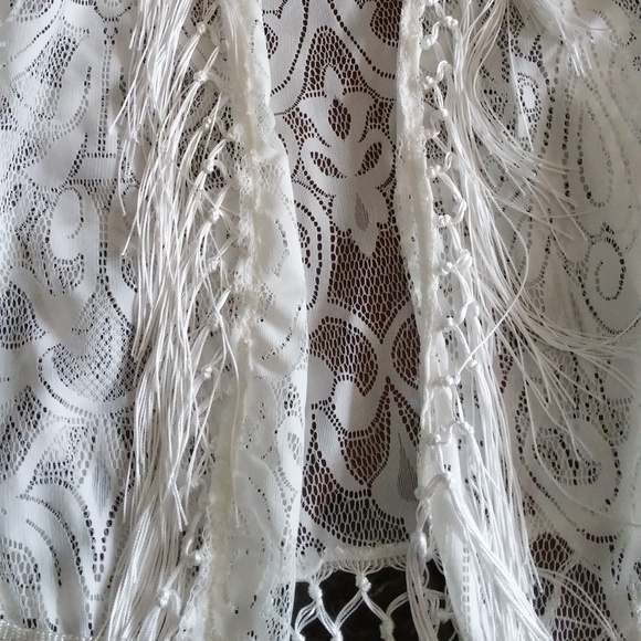 White lace fringe beach cover up - small - Picture 6 of 8